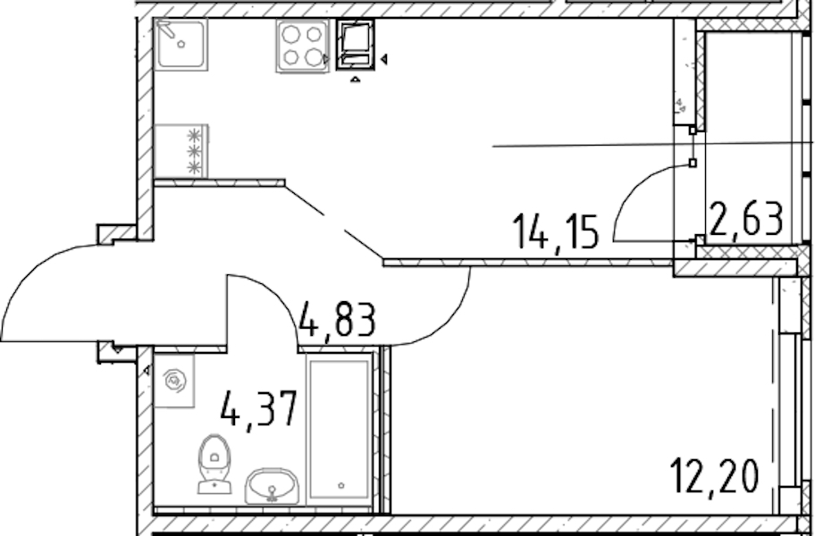 1-комнатная квартира 35.56 м², 10/17 эт., ЖК «Город Первых»